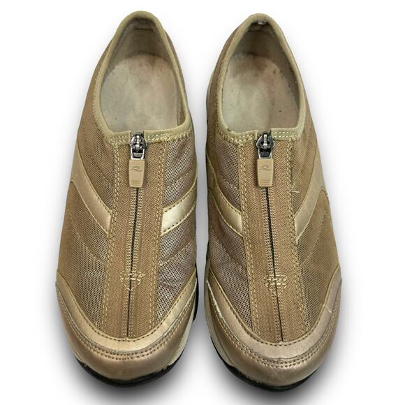 Womens Easy Spirit Casual Sneakers Metallic Bronze Mesh Zipper Closure Size 7 M - Picture 2 of 7